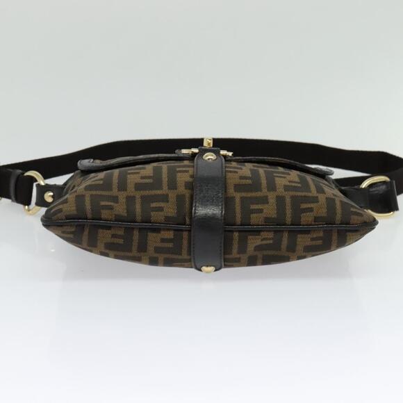 FENDI Zucca Canvas Shoulder Bag Brown Black Gold - Picture 9 of 12